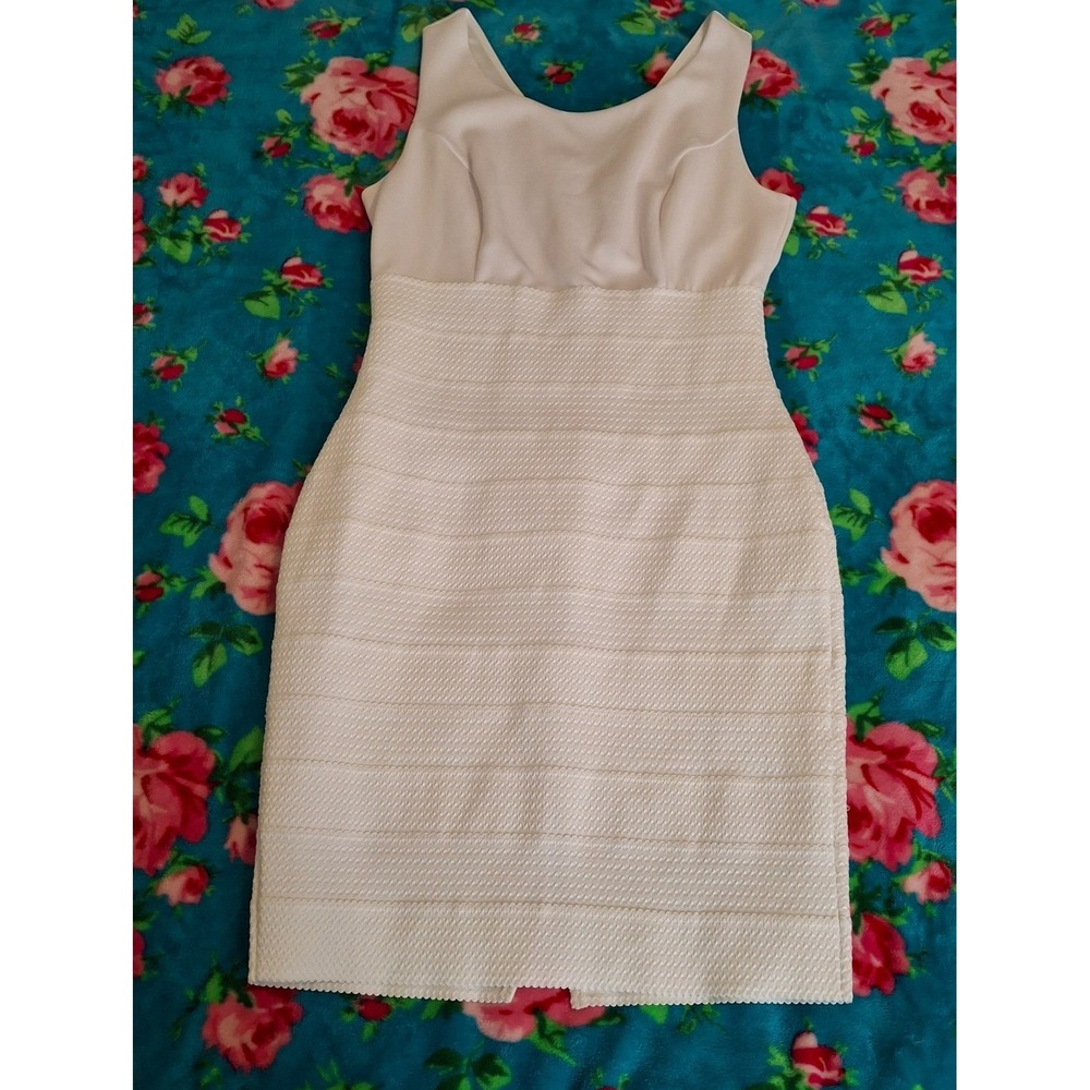NY & Company Women's Large White Bodycon Bandage Dress Stretch Sleeveless